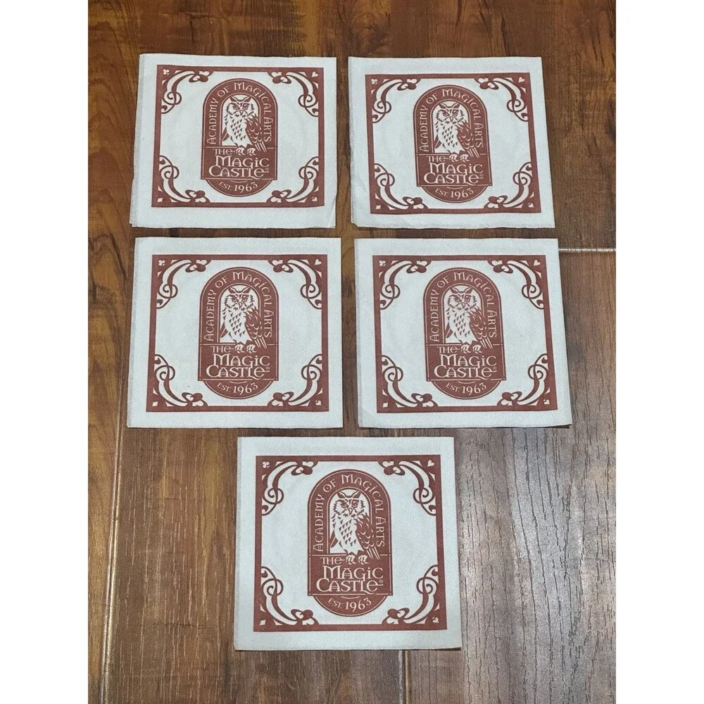 Lot of (5) The Magic Castle Hollywood Academy of Magical Arts Cocktail Napkins